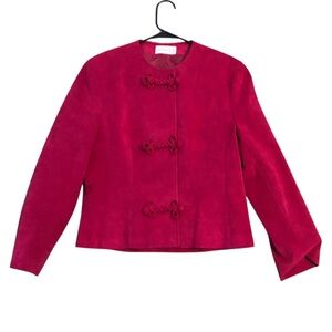 Vintage 80s Count Romi Ultrasuede Jacket Magenta Deep Pink Frog Closures Size M